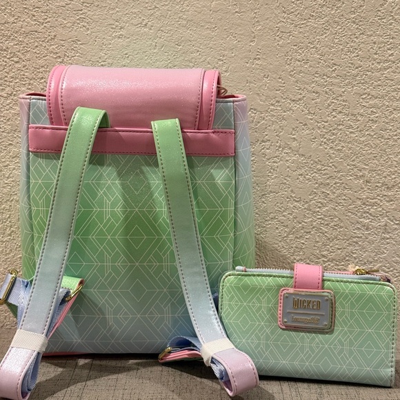 Loungefly Wicked Iridescent Ombré Mini Backpack and Wallet NWT - Picture 2 of 10